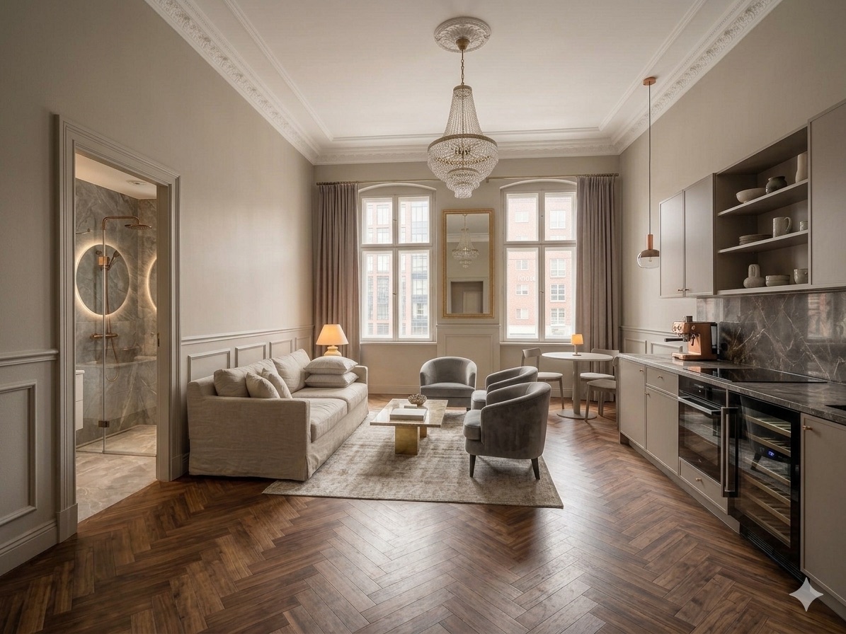 Salon apartamentu przy Dworcowej 34